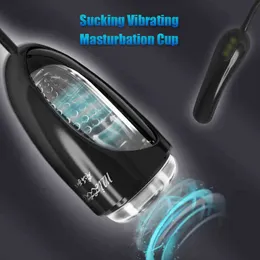 NXY Masturbators SexProduct Male Masturbator Cup Vuxen Fördröjning Varaktande tränare Strong Suck Oral Sex Machine Electric Blowgjob Vibrator Toys For Men 220427