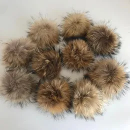 Keychains Magicfur - 10PCS Real Natural Raccoon Fur Ball W Snap Button Pompom For Hat Shoes DIY Accessories 15CMKeychains Forb22