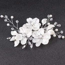 Kristal İnci Çiçek Saç Klipleri Gelin Başlıkları Çiçek Tarzı Barrette Gelin Tokalar Şapkalar Takı Nedime Düğün Saç Aksesuarları CL0505