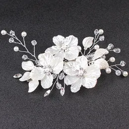 Fermagli per capelli con fiore di perle di cristallo Copricapo da sposa Stile floreale Barrette Forcine per capelli Copricapo Gioielli Accessori per capelli da sposa damigella d'onore CL0505