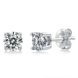 실제 0.5-1 캐럿 D 컬러 여성용 Moissanite Diamond Stud Earrings 925 Sterling Silver Fine Jewelry 약혼 선물