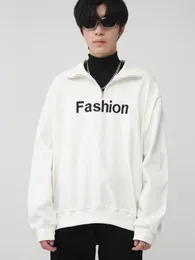 Moletons masculinos moletons masculinos roupas 2022 Autumn lapele meio zíper moletom de moletom da moda moderna impressão korea streetwear moletom