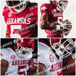 2022 NCAA College Jerseys Arkansas Sec 5 Rakeem Boyd 13 Feleipe Franks 16 Treylon Burks 33 Treylon Burks Custom Football сшит