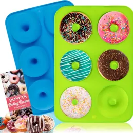 6 Holes Cake Baking Moulds 3D Silicone Doughnut Molds Non Stick Bagel Pan Pastry Chocolate Muffins Donuts Maker Kitchen Accessories Tool