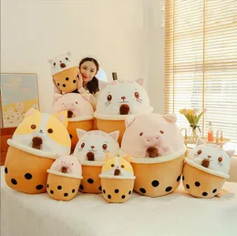 Creative Milk Tea Pillow Pig Dog Cat Plush Toy Bed Pillows Leisure Pillow Home Decoration Födelsedagspresent för flickor och barn