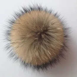 Beanie/Skull Caps Natural Raccoon Fur Pompoms Fluffy Big Ball Pom Poms Diy Pompon Accessories For Scarves Hats Väskor Skor 12-15 cm oliv22