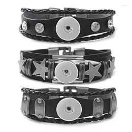Styles Ginger Snap Button Bracelet Jewelry Genuine Leather Metal Star Rivet Fit 18mm Charms For Women Gift NN-761 Charm Bracelets Inte22