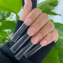 500pcs bag XXL No C Curve Straight Nail Tips Flat Square Half Cover False Finger Coffin Acrylic Tip Long Glue Manicure Tool 220716