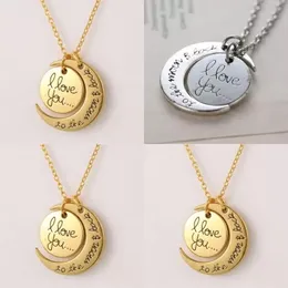 Modische Mond-Halskette mit Anhänger „I Love You To The And Back“, neuer Charm-Schmuck für Frauen, Geschenk, Kinder-Accessoires