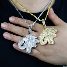Iced Out OTF Letter Pendant Necklace Bling 5A Cubic Zirconia Paved Tennis Chain Necklace Jewelry for Men Women Drop Ship