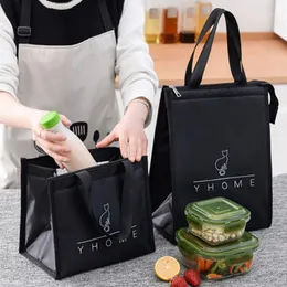 Bolsas de armazenamento Moda Black Thermal Lunchag para homens viagens de piquenique para o café da manhã embalagem de café da manhã pacote de gelo