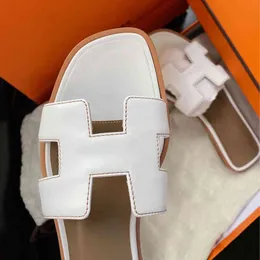 H Sandal Slipper Classic Chypre MS Orans Version Frauen Sommer Pure Handmade Flip Flops Real Leder tragen Flachboden Freizeitstrand mit Logo 722
