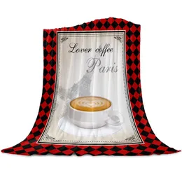 Decken Plaid Kaffee Eiffelturm Liebe werfen Decke für Betten Mikrofaser Flanell warme Sofa Bettwäsche -Bettspritzen Geschenke