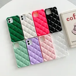 Fashion Rhombic Pattern Candy Color Phone Case per iPhone 14 Pro Max 13 14 Plus 12 11 X XR XS XSMAX 6 7 8 SE Shell della custodia per telefonia mobile glassata