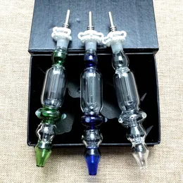 3 Cores Fumar Tubos De Mão Borosilicato Nector Coletor Mini Bongo De Vidro Com 10mm Titânio Quartzo Cerâmico Prego Queimador De Óleo Dab Rigs Pequeno Tubo De Água NC Kits NC10