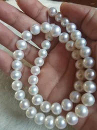 Kedjor 18 "fantastisk 9-10 mm verklig naturlig sydsj￶n vit p￤rlhalsband choker halsband f￶r kvinnor chainschains