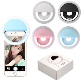 Laddningsbar Universal Smart Phone LED Flash Light Up Ehancing Selfie Luminous Ring för iPhone Android