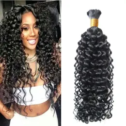Ali Magic Afro Kinky Curly Human Braiding Hair Bulk no wątek 1pc 100G Naturalne czarne brazylijskie wiązki włosów 10-30 cali Blondynka konfigurowalne kolory hurtowe