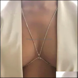 Łańcuchy brzucha biżuteria seksowna krysztonowa łańcuch stanika plaża błyszcząca kryształowa klatka piersiowa wiązka bikini biżuteria dostawa 2021 7yazr