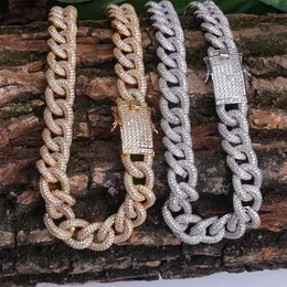 체인 힙합 블링 (Chains Hip Hop Bling Bling Iced Out Round Cuban Chain 목걸이 마이크로 포장 입방 식 지르코니아 마이애미 쿠바 남자 래퍼 쥬얼리 체인 체인 체인 링크