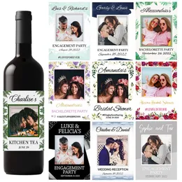 20st anpassa utskrift Po Wine Wedding Custom Stickers Lägg till din bild godis gynnar presentflaskeliketter 220613