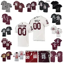 Custom Mississippi State Bulldogs costurava camisa de futebol 23 Dillon Johnson 10 Makai Polk 11 Jaden Walley 67 Charles Cross 12 Sawyer Robertson 13 Emmanuel Forbes