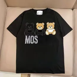 MOS Designer Top Summer Maglietta da uomo Classic Three Bears Gradient Graffiti Print Girocollo Pullover manica corta Cotone Felpe da uomo e da donna larghe