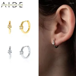 Hoop & Huggie AIDE Luxurious Zircon Glossy Earrings For Women Girl Gift Simple Piercing 925 Sterling Silver Jewelry Kolczyki Dale22
