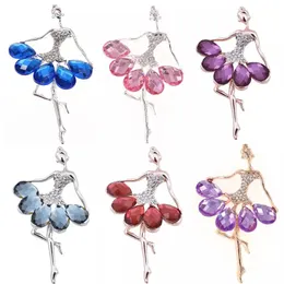 20 Pcs/Lot Custom Fashion Jewelry Brooches Crystal Rhinestone Dancing Girl Brooch Pin For Decoration/Gift