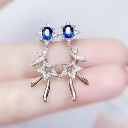 Hoop Huggie Natural Real Sapphire eller Ruby Star Drop Earring per smycken 3 4mm 0.3CT 2st Gemstone 925 Sterling Silver Fine Q2142111Hoop OD