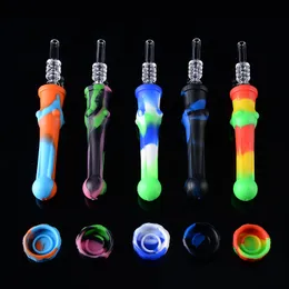 Kleurrijke Waterpijpen Siliconen Quartz Nector Verzamelaars Waterleiding Starters Kits Met 14mm Nail Wax Container Olie Dab Rigs NC SP238