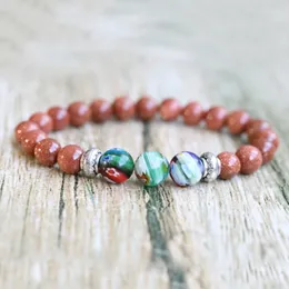 Urok Bracelets 8 mm Bransoletka naturalna kwarce złoty piaskowc kolorowy dla kobiet mężczyzn Reiki leczenie biżuterii prezent Charm Inte22