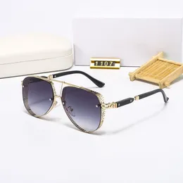 Аутентичные мужчины отношение солнцезащитные очки 1107 Золотые Damier Brown Lense квадратные металлические рамки винтажный стиль открытый дизайн классическая модель