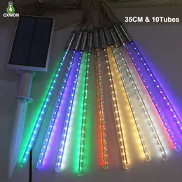 10 Tube 360 LEDs Solar Meteor Shower Rain String Lights Outdoor Waterproof Christmas Tubes String light for Wedding Party Decoration