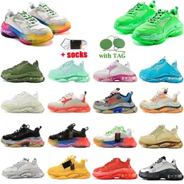 Designer Fashion Triple-S Clear Sole Casual Shoes Casual Black Pink Neon Gym Verde Azul Branco Red Men Red Sneakers Turquoise bege cinza tan metálico prateado masculino mulheres