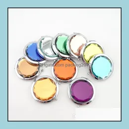 Mirrors Home Decor Garden 7Cm Folding Compact Mirror With Crystal Metal Pocket For Wedding Gift Portable Office Use Makeup Drop Delivery 2