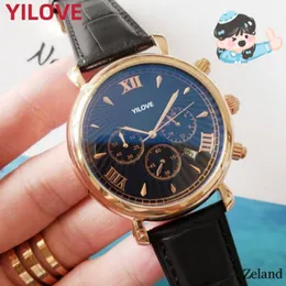 Montre de Luxe Top Quality Watch Mens 전체 기능성 정품 가죽 스트랩 시계 쿼츠 수입 운동 크로노 그래프 방수 비즈니스 손목 시계