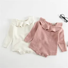 Baby Girl Romper Autumn Born Knitted Ruffle Long Sleeve born Clothes Infant Jumpsuits overall 220525