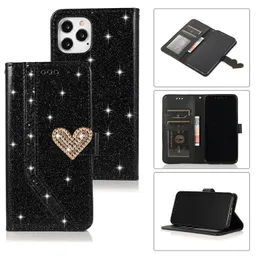 Pulseira Flip Flip Love Telefone Caso para o Samsung Galaxy A12 A32 A42 A52 A72 5G A10 A20 A30 A40 A50 A70 A11 A21 A21S A41 A71 5G A51 A20E A70E Sparque de brilho