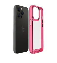 Shockproof Clear Cases For iPhone 15 14 13 12 11 Pro Max X XS MAX XR Transparent iPhone13 PC Hybrid Jelly Mobile Phone Back Case with Metal Button Cover Factory