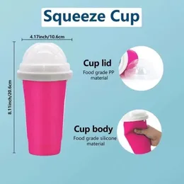 Ice Buckets 350ml Quick-frozen Smoothies Cups Eco-friendly Double Layer Silicone Slushy Ice Cream Maker Squeeze Slush Cooling Cup For Home