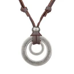 ペンダントネックレスNiuyitid Men Leather Necklace Pendants Retro Long Blow Rope Chain調整可能なサークルアロイジュエリー女性ネックL
