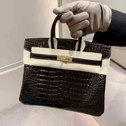 Платиновая дизайнерская сумка сумочка ручной работы крокодила женская женская модная пригородная пригородная кожа 2024