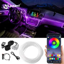 NLPEARL 5IN1 6M RGB LED Car Ambient Interior Light with App Control Control fiber fiber fiber attrist Strip Light Decorative Lamps Y220708