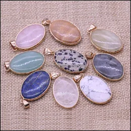 Artes e ofícios Presentes de artes Jardim doméstico Delicado Stone Natural Stone Charms Oval Rose Quartz Lapis Lazi Pingente de Opal Turquesa DHCSH