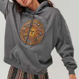 Women's Hoodies & Sweatshirts Gray Letter Printing Sweatshirt Women Oversized Vintage Casual Loose Long Sleeve Fashion Top Streetwear 2022 A