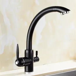 SHAI Kitchen Faucets Solid Brass Crane For Kitchen Deck Mounted Water Filter Tap Three Ways Sink Mixer 3 Way Kitchen Faucet T200805