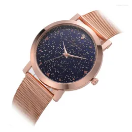 Orologi da polso da donna al quarzo da donna piccoli orologi moda cielo stellato lusso oro rosa magnetico 2022