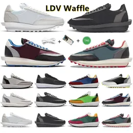 LDV Waffle Mens Running Shoes Fragment Blackened Blue Smoke Grey Bright Citron Team Royal Summit White Nylon Neutral Grey Women men Trainers Sports Sneakers 36-45