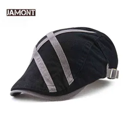 Jamont British Gentleman Golf Hat Mens 캐주얼 면화 신문 소년 모자 오리 입 Visor Beret Cabbie Cap Boina Gorras Chapeau Flat Caps J220722